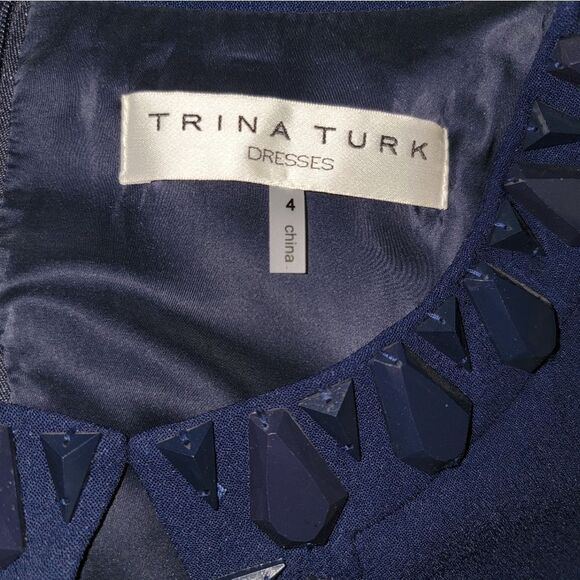 Trina Turk purple blue midi dress beaded - Picture 4 of 5